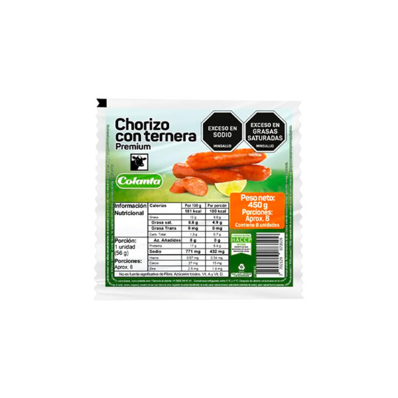 CHORIZO TERNERA COLANTAx450GR