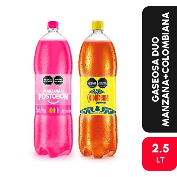 GASEOSA DUO MANZANA+COLOMBIANAx2.5LT
